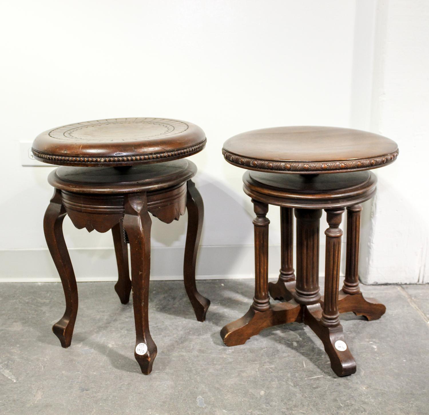 Two Victorian Mahogany Piano Stools Height of first 18 inches. — 19TH/20TH CENTURY
