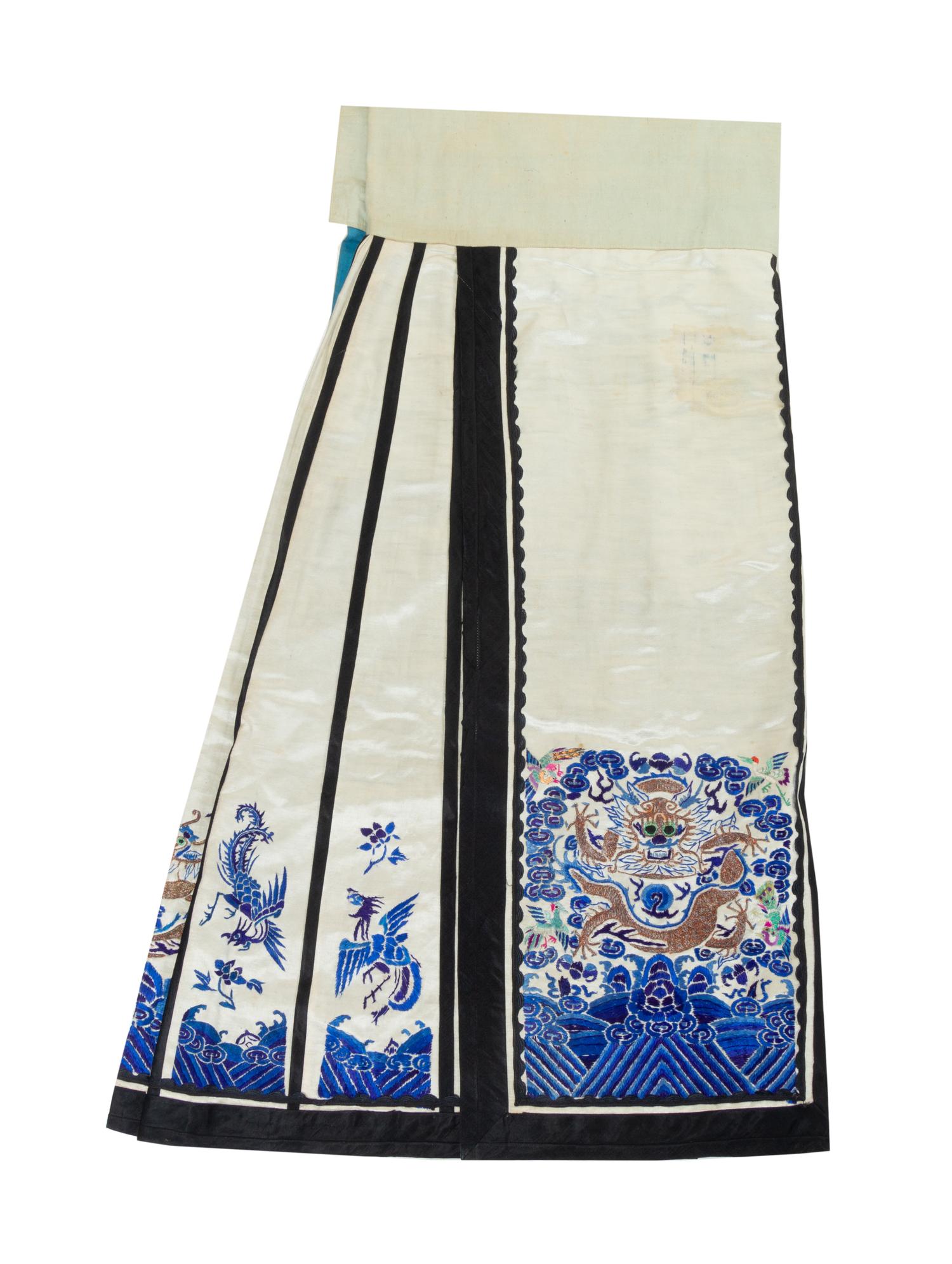 Four Embroidered Silk Apron Skirts