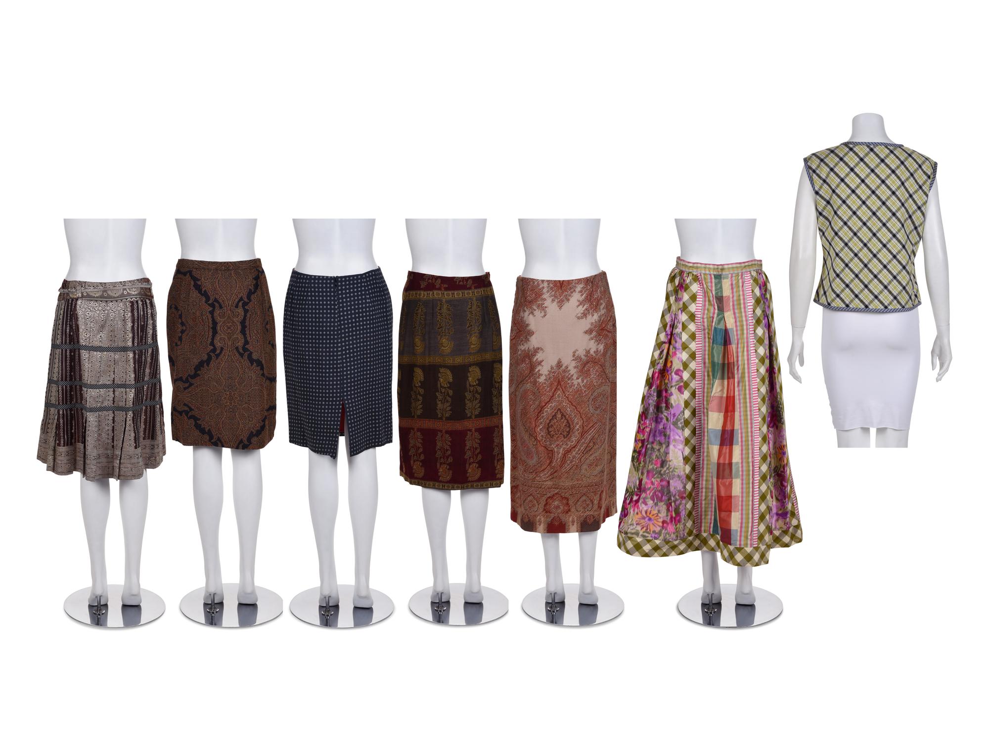 Seven Designer Items: One Koos Top, Five Koos Skirts, and One Etro Skirt