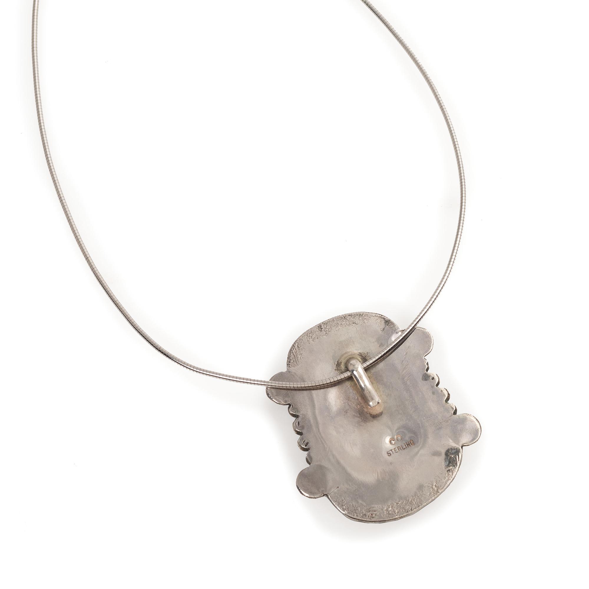 Navajo Sterling Silver and Turquoise Pendant, with Silver Chain