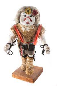 Hopi Polychrome Wood Cross Legged Kachina Height 10 1/2 inches