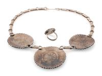 Zuni Silver and Needle Point Turquoise Necklace AND Ring