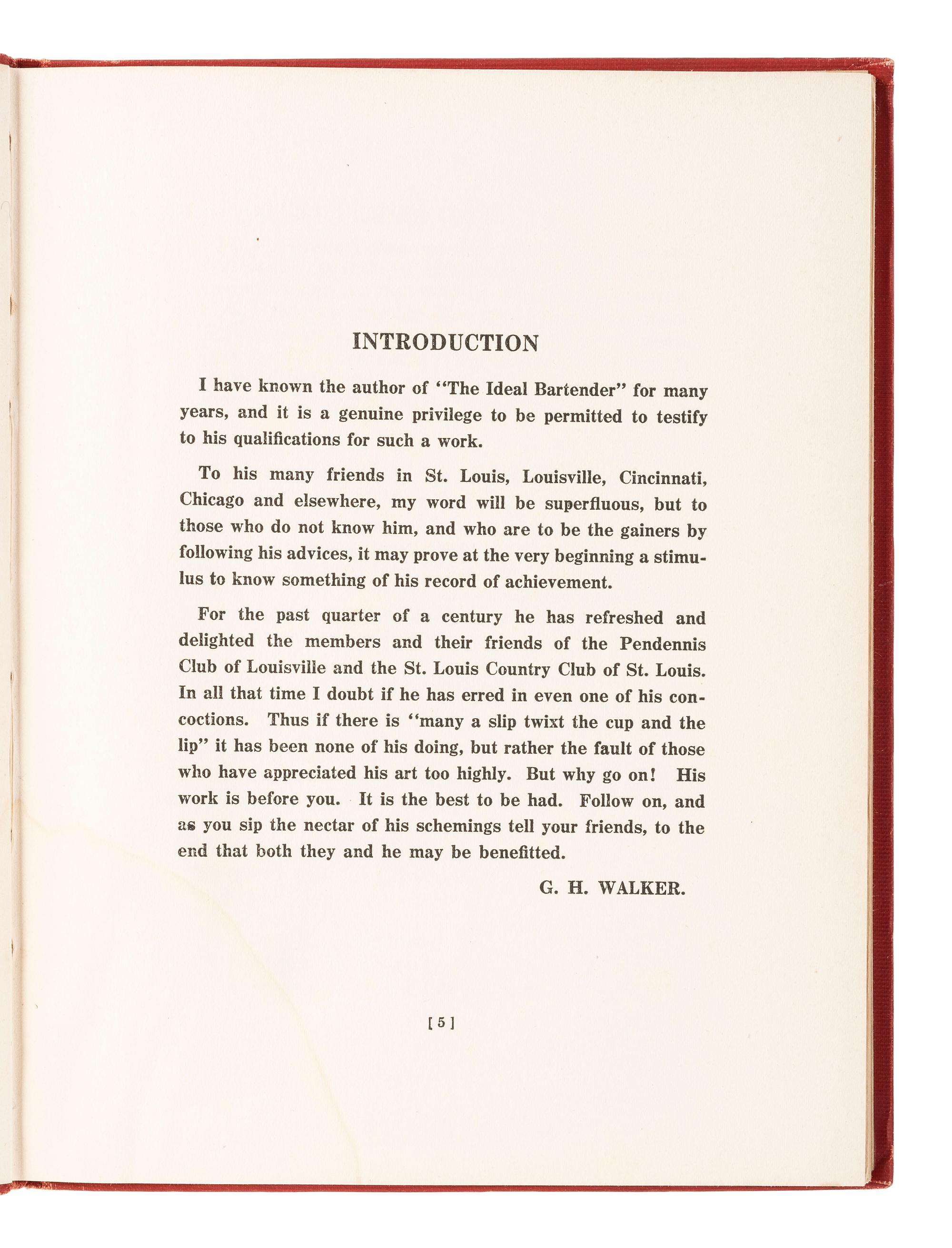 BULLOCK, Tom. The Ideal Bartender . First bartender’s book published by an African American author.
