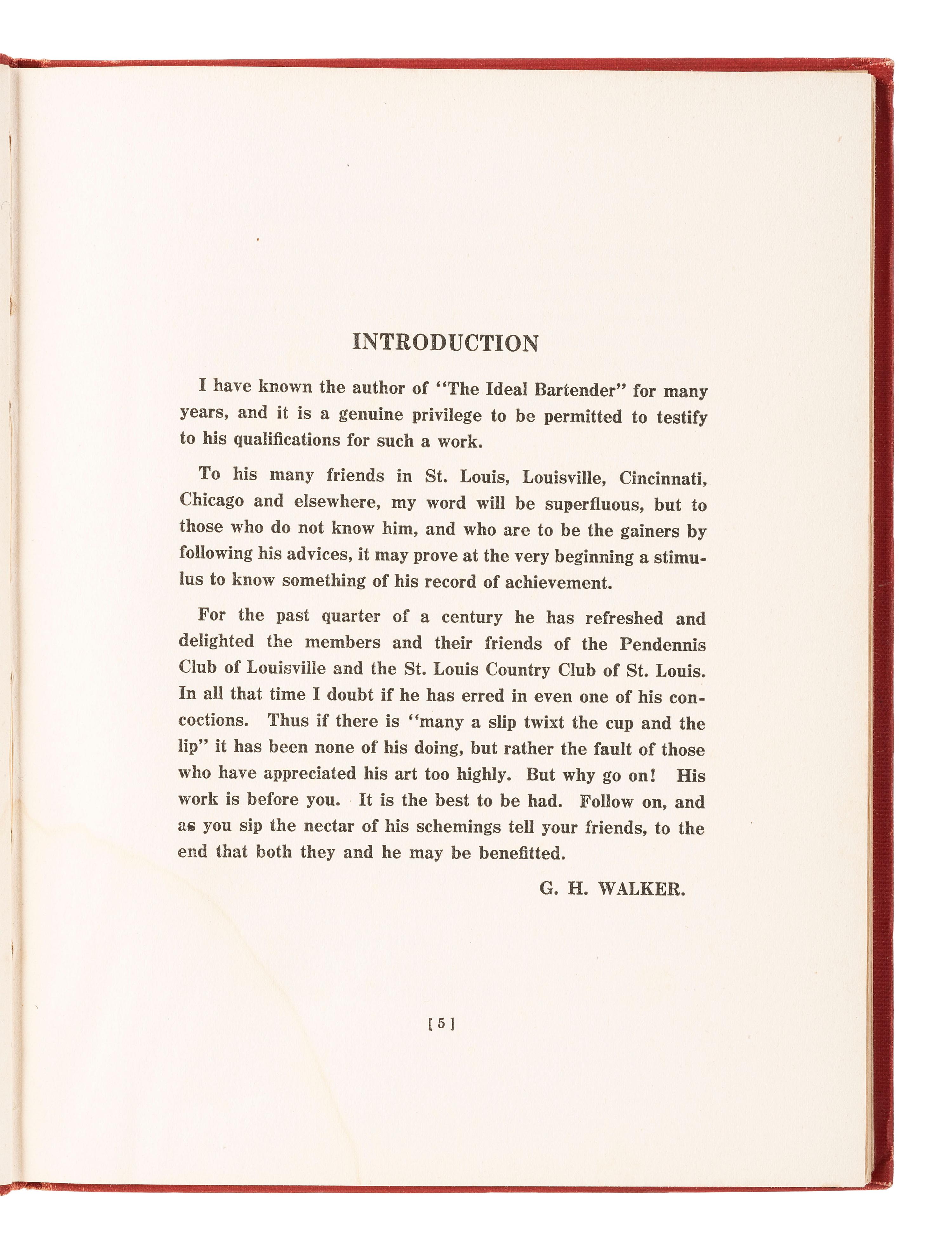 BULLOCK, Tom. The Ideal Bartender . First bartender’s book published by an African American author.