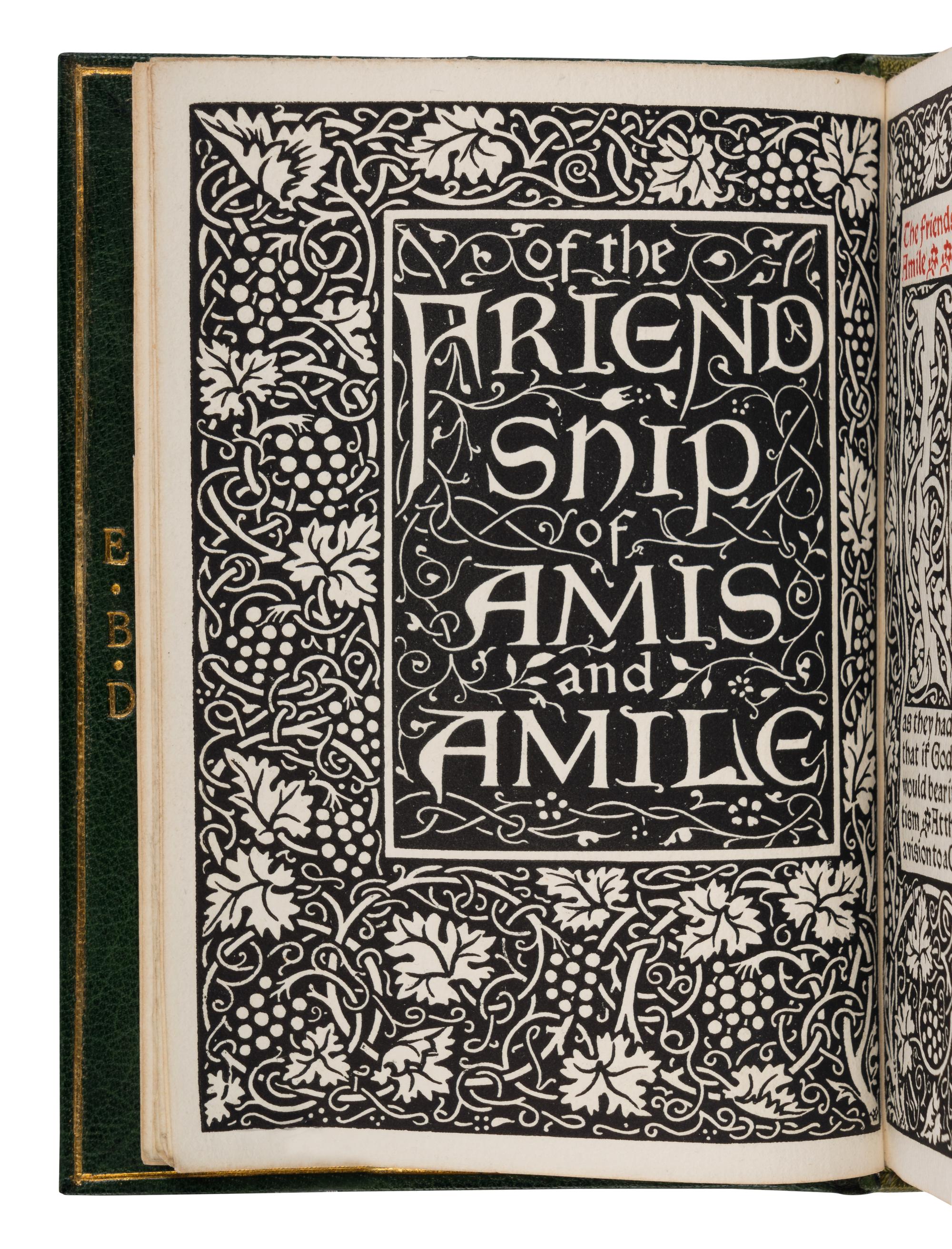 [FINE PRESS -- KELMSCOTT PRESS]. MORRIS, William (1834-1896), translator. Of the Friendship of Amis and Amile . Hammersmith: Kelmscott Press, 1894.