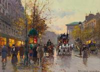 Edouard Leon Cortes, (French, 1882-1969), Parisian Street Scene