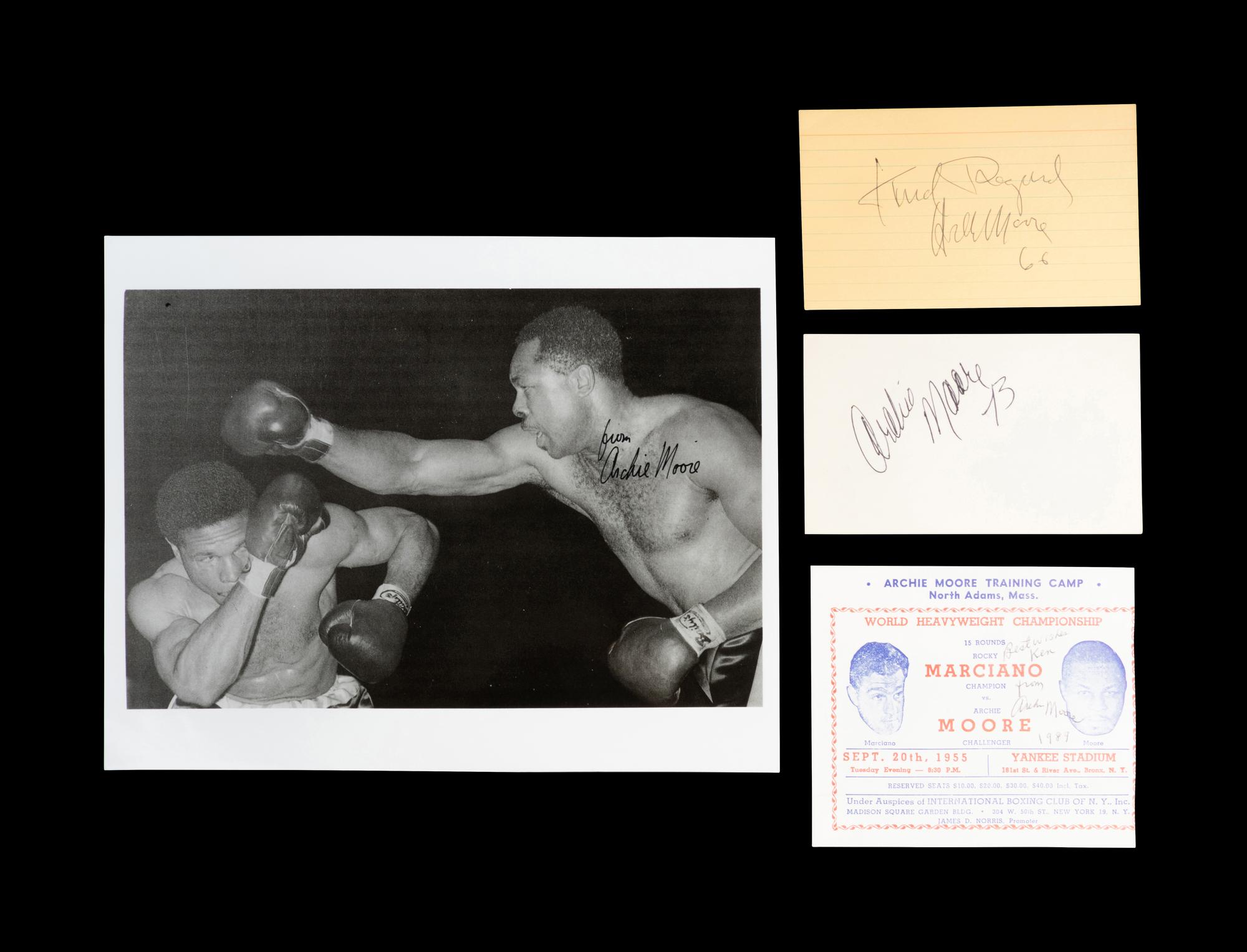 A Group of Light Heavyweight Boxing Champion Archie Moore Signed Autographs,