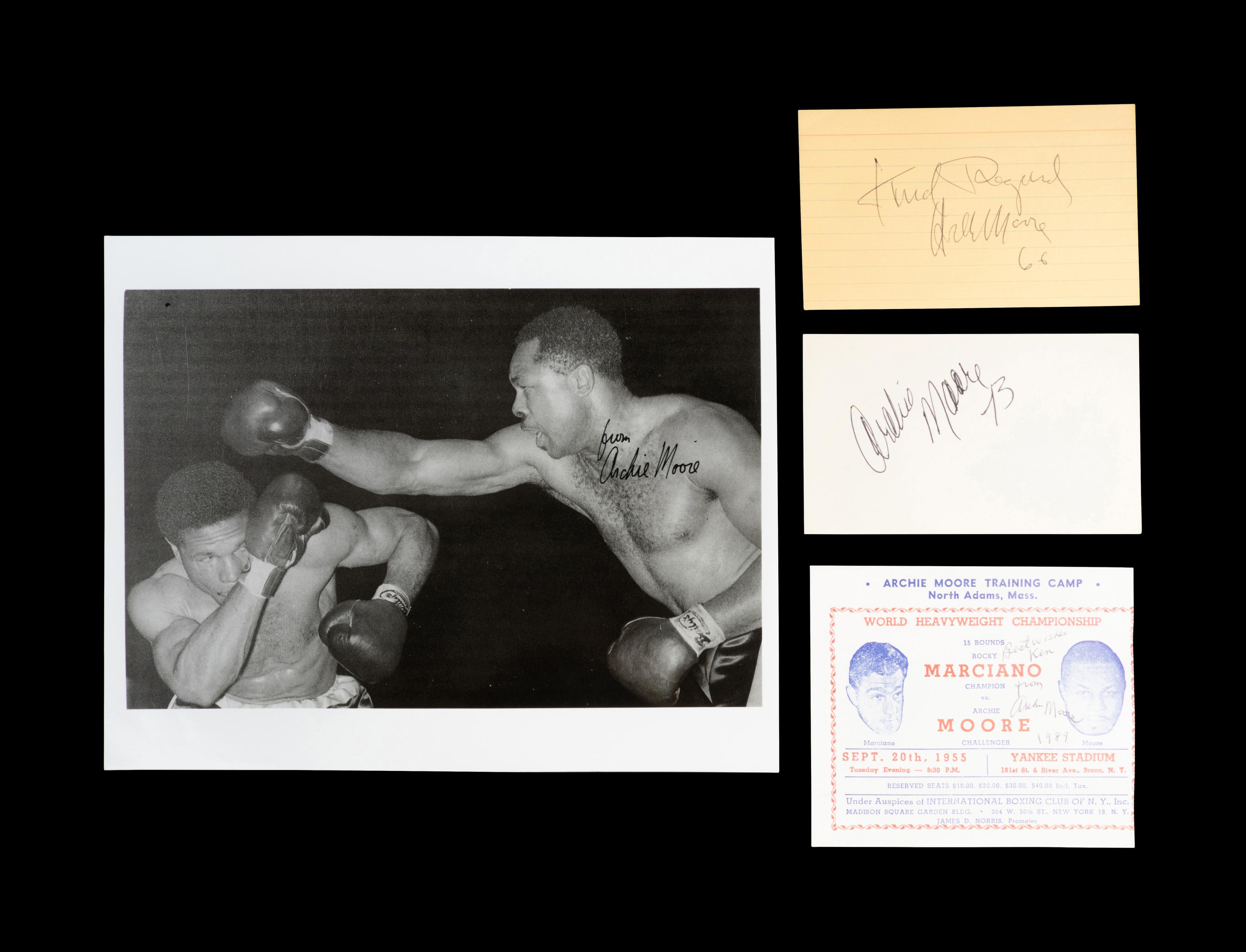 A Group of Light Heavyweight Boxing Champion Archie Moore Signed Autographs,