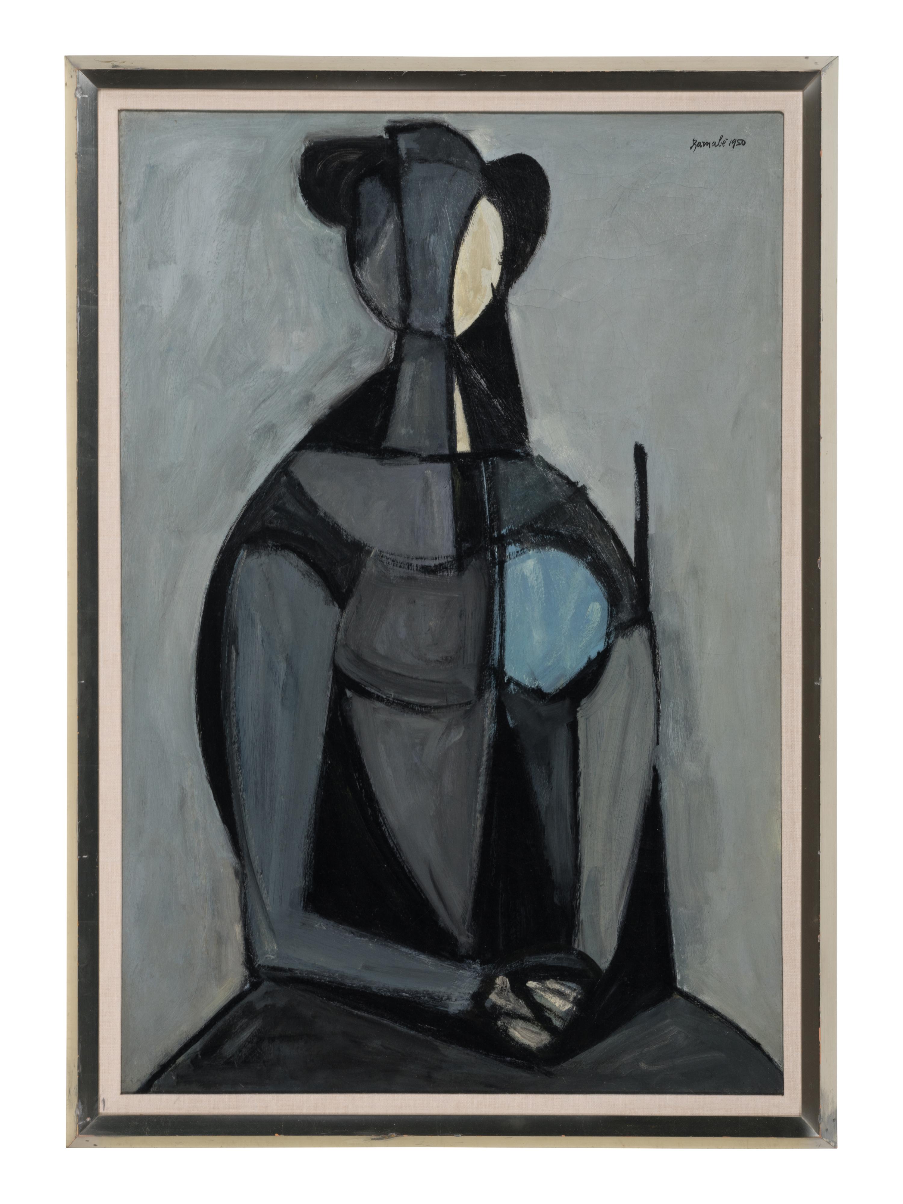 Figura seduta, fondo grigio (Sitting Figure, Grey Background) , 1950