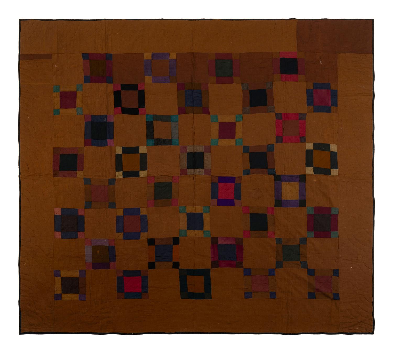 An Amish Wool 'Nine Square' Pattern Quilt