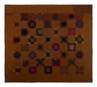 An Amish Wool 'Nine Square' Pattern Quilt