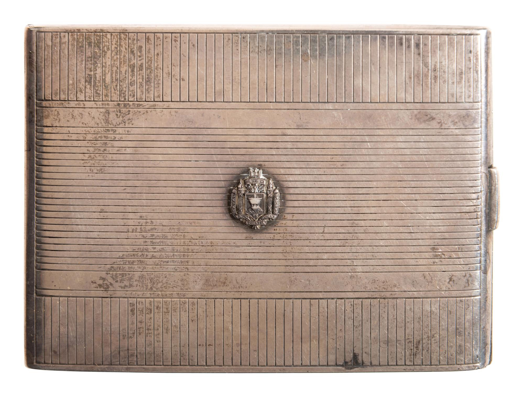 [WORLD WAR II]. Sterling cigarette case with US Naval Academy devices for 1923, 1924, and 1926.