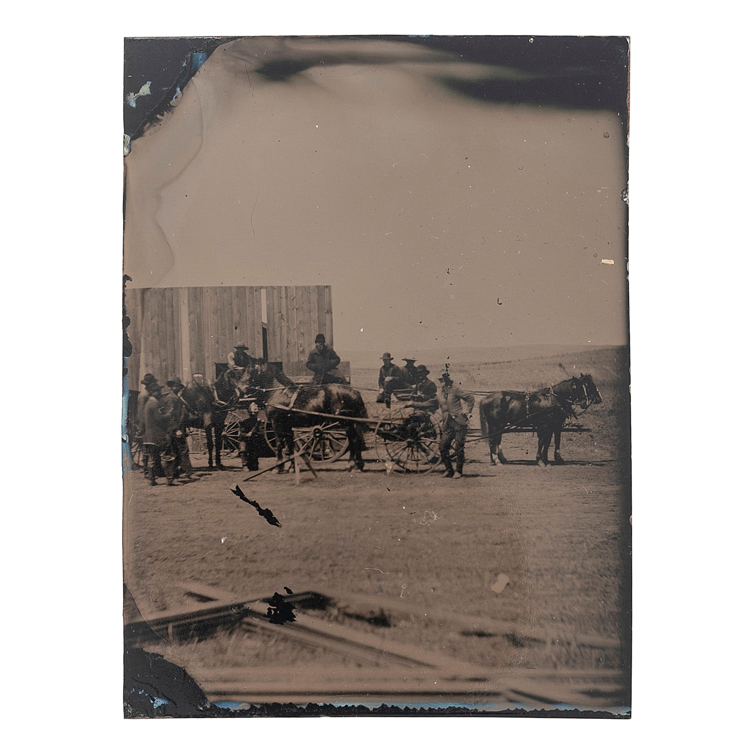 [WESTERN AMERICANA]. A group of 3 tintypes of Western scenes, comprising:
