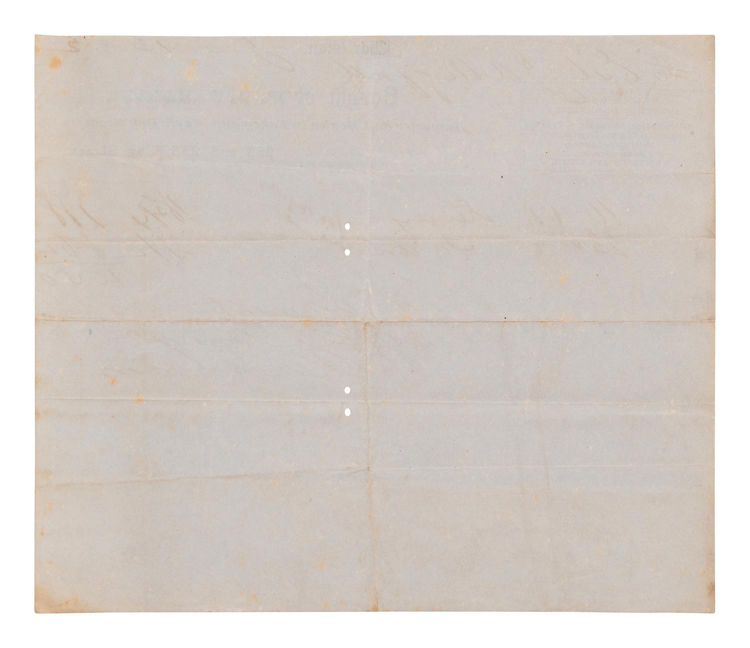 [ENSLAVEMENT]. Receipt for "negro goods, from W. G. Bancroft of Charleston, SC. 1852.