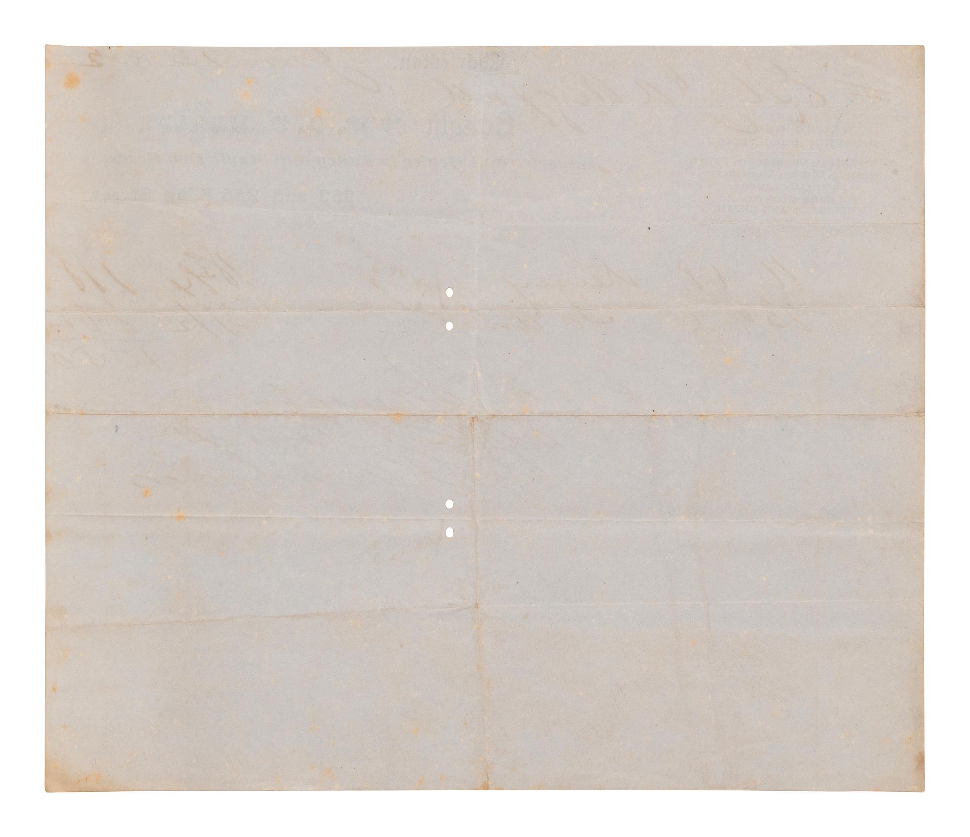 [ENSLAVEMENT]. Receipt for "negro goods, from W. G. Bancroft of Charleston, SC. 1852.