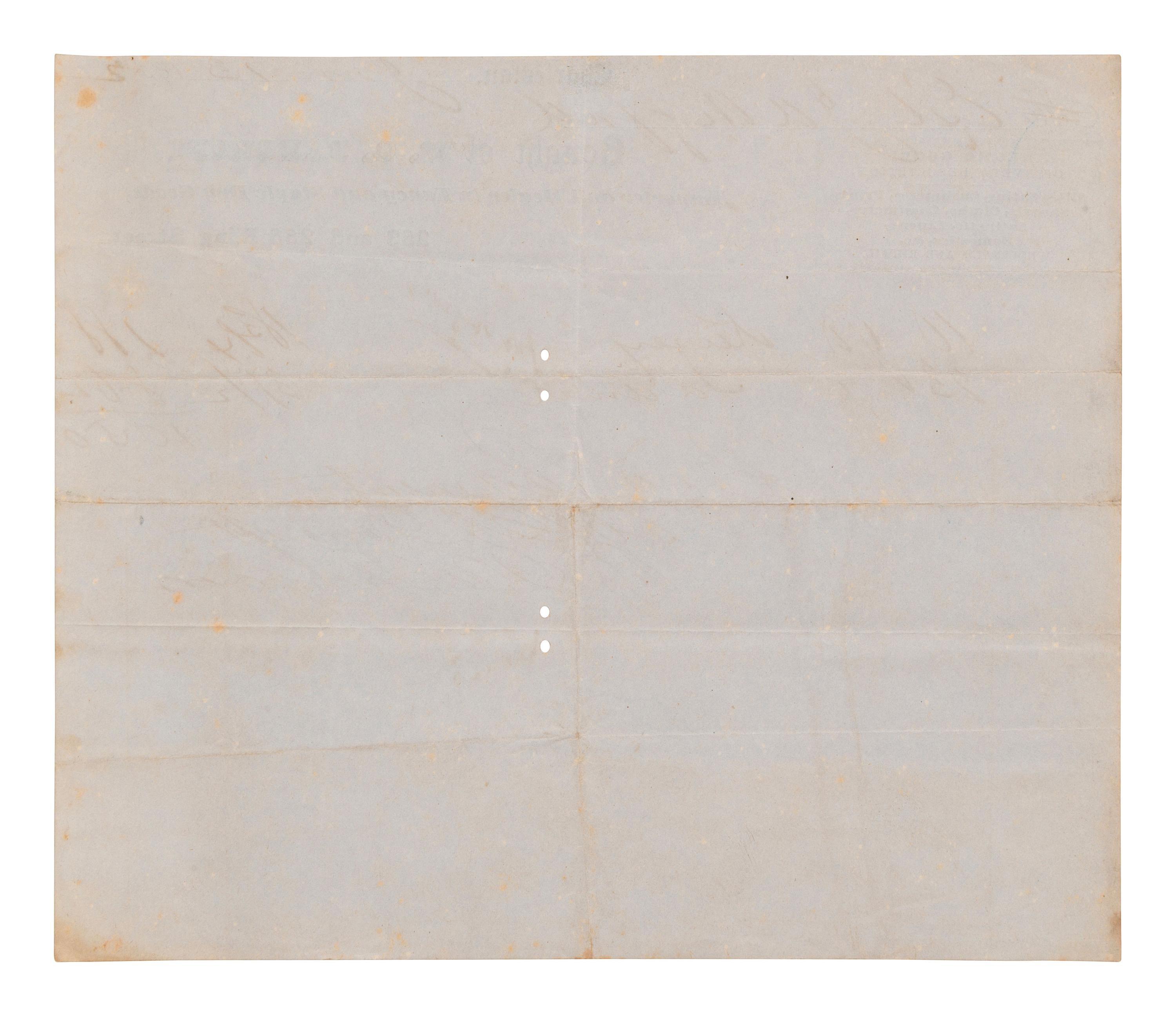 [ENSLAVEMENT]. Receipt for "negro goods, from W. G. Bancroft of Charleston, SC. 1852.