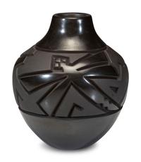 Deeply Carved Blackware Pottery Jar, with Dragonfly and Bear, 2004