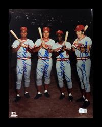 A Tony Perez, Johnny Bench, Joe Morgan and Pete Rose Cincinnati Reds Big Red Machine Signed Autograph Photo (Beckett Authentication Services BAS Certified),
