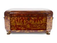 A Chinese Export Black and Gilt Chinoiserie Lacquered Tea Caddy — CIRCA 1850
