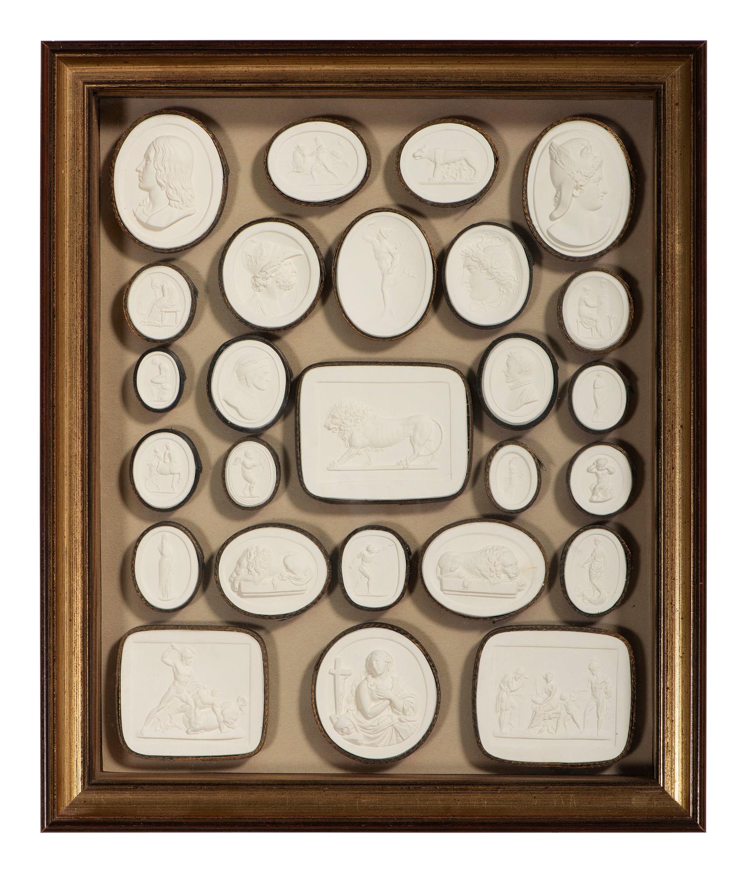 Four Framed Groups of Grand Tour Plaster Intaglios