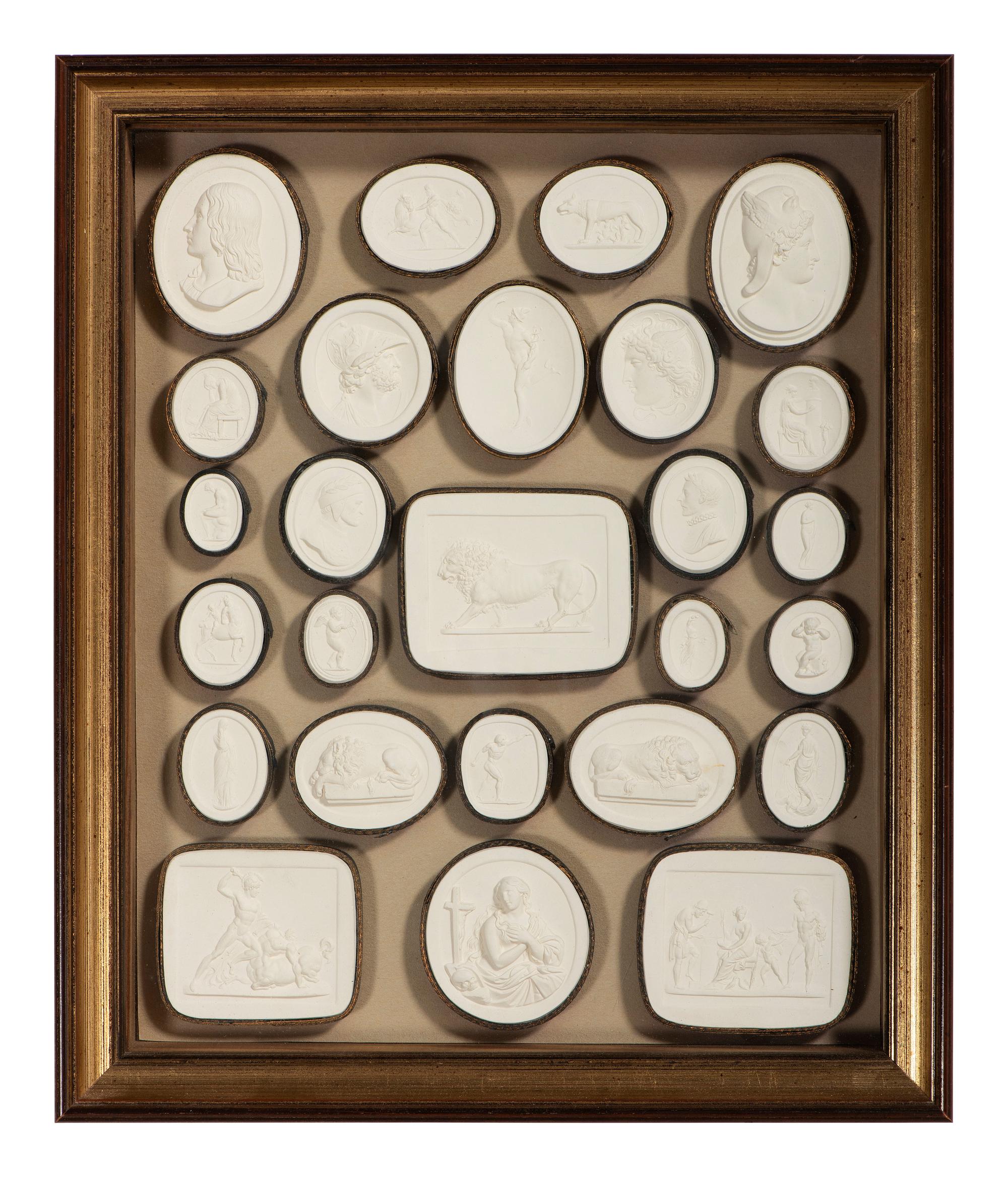 Four Framed Groups of Grand Tour Plaster Intaglios