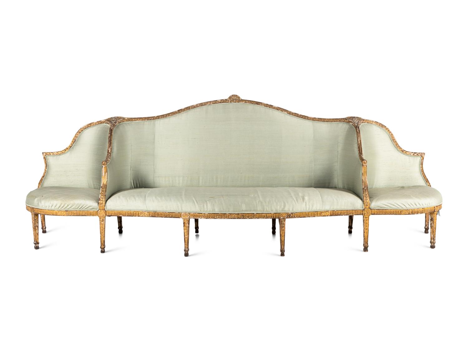A George III Giltwood Confidante Sofa