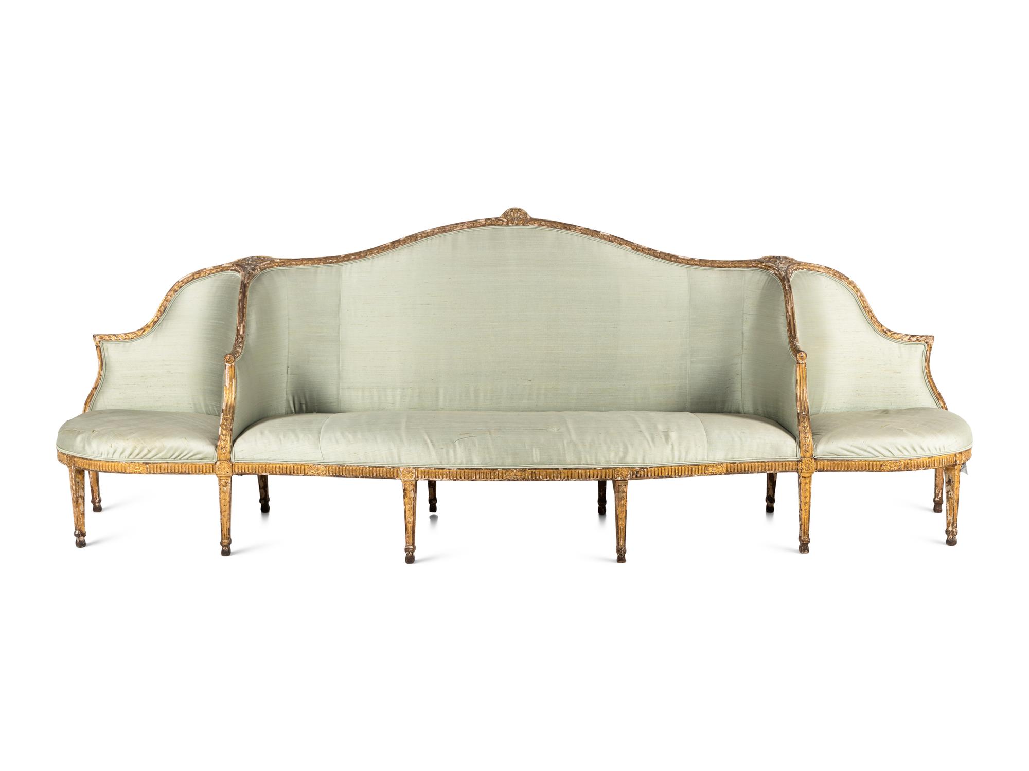 A George III Giltwood Confidante Sofa