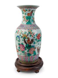 A Chinese Famille Rose Porcelain Rooster Vase — 19TH CENTURY