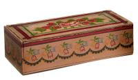 Amish painted and stencil-decorated trinket box attributed to mary lapp, dated 1930