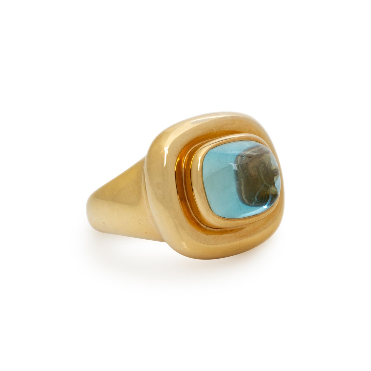 TIFFANY & CO., PALOMA PICASSO, AQUAMARINE AND YELLOW GOLD RING