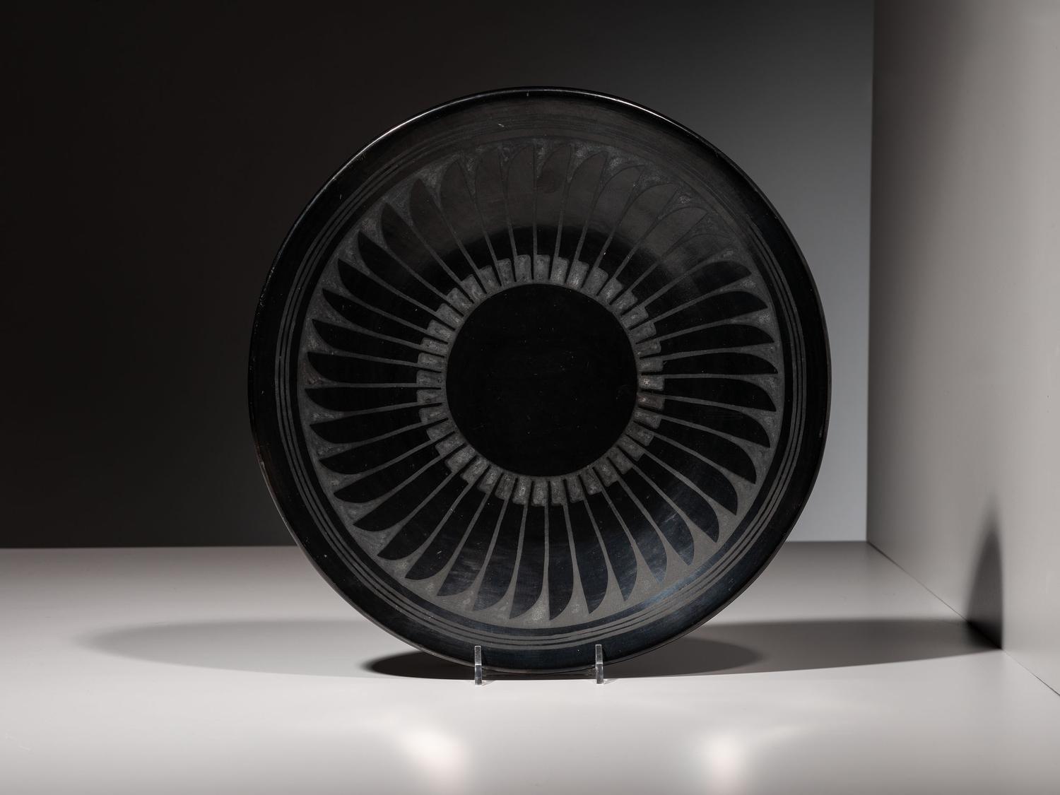 Blackware Plate, with Repeating Feathers 1943-1954