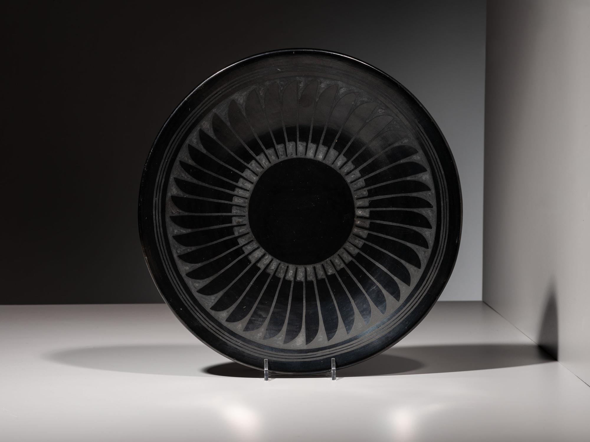 Blackware Plate, with Repeating Feathers 1943-1954