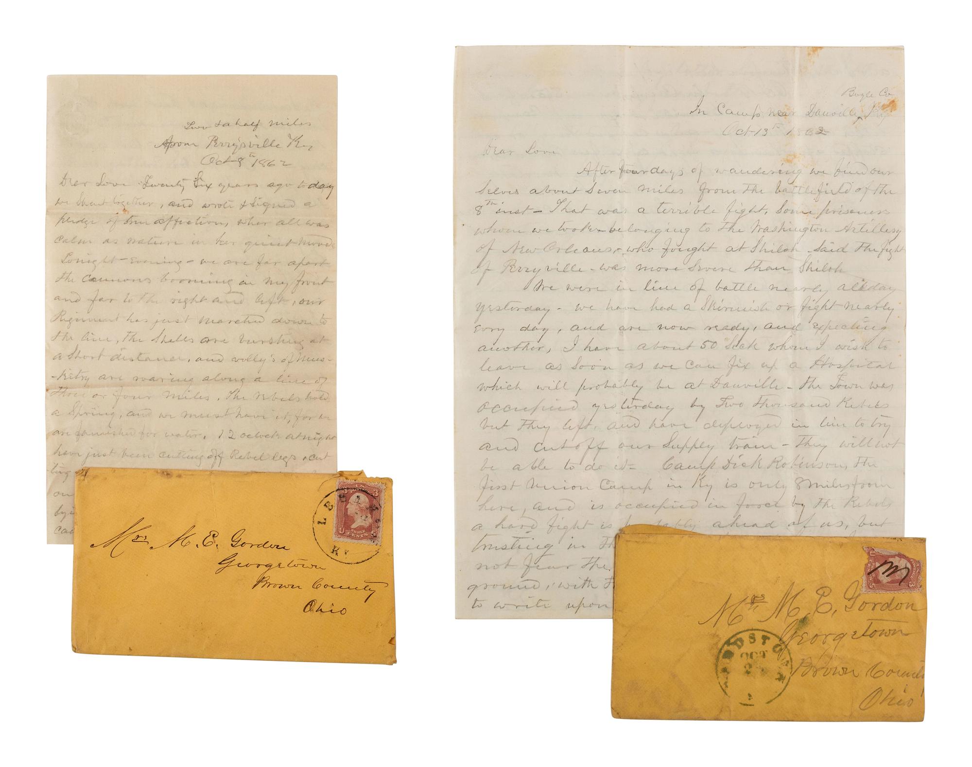 [CIVIL WAR]. Papers of Dr. Thomas Winslow Gordon (1819-1900), Brigade Surgeon and surgeon in the 97th Ohio Volunteer Infantry, incl. description of the "Siege of Cincinnati" and Western Theater engagements.