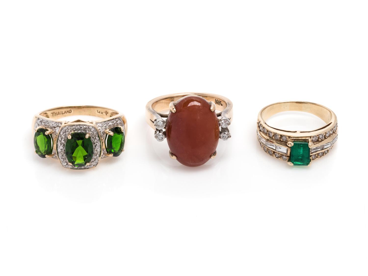 COLLECTION OF GEMSTONE AND DIAMOND RINGS