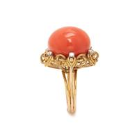 CORAL AND DIAMOND RING