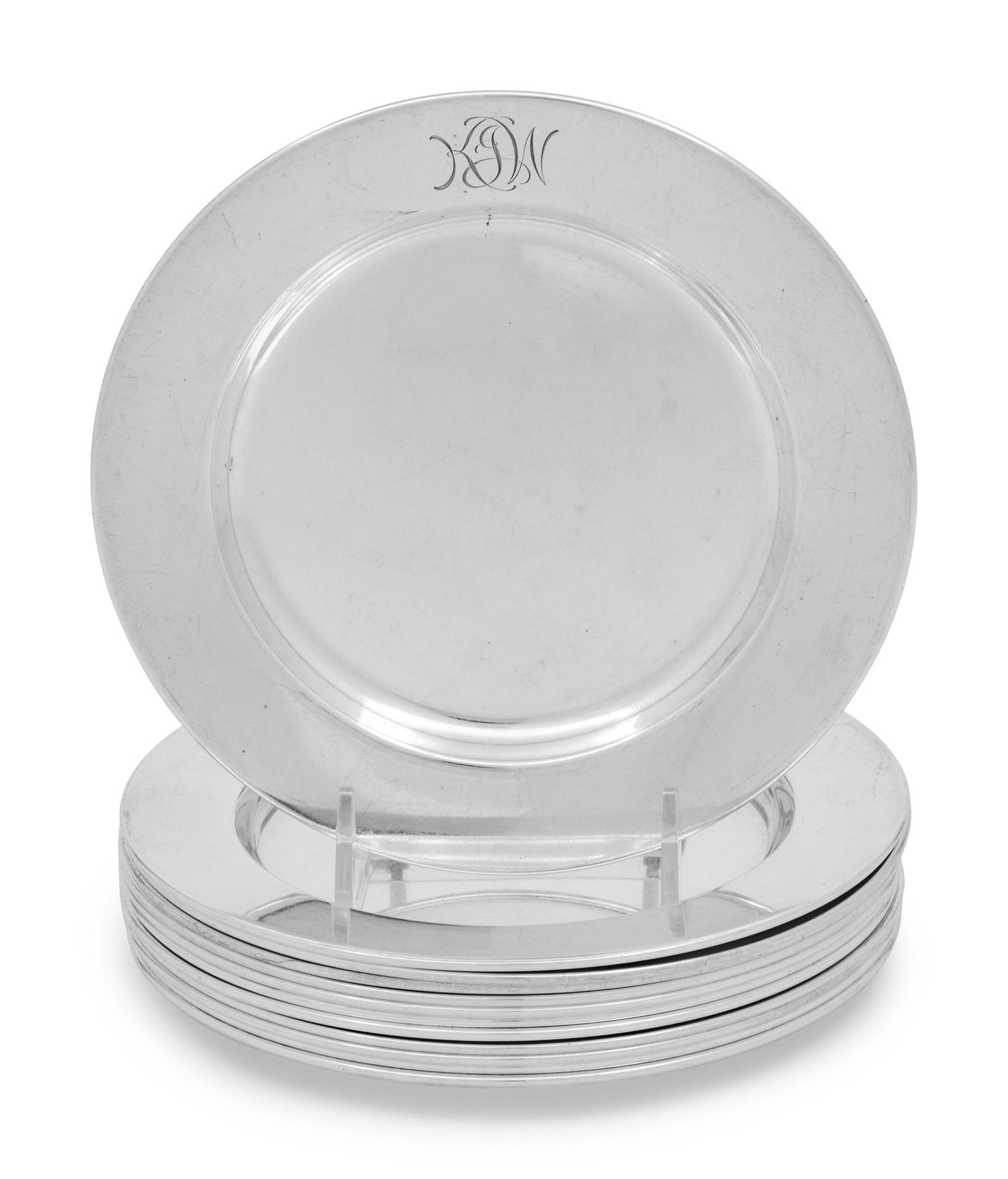A Set of Twelve American Silver Bread Plates