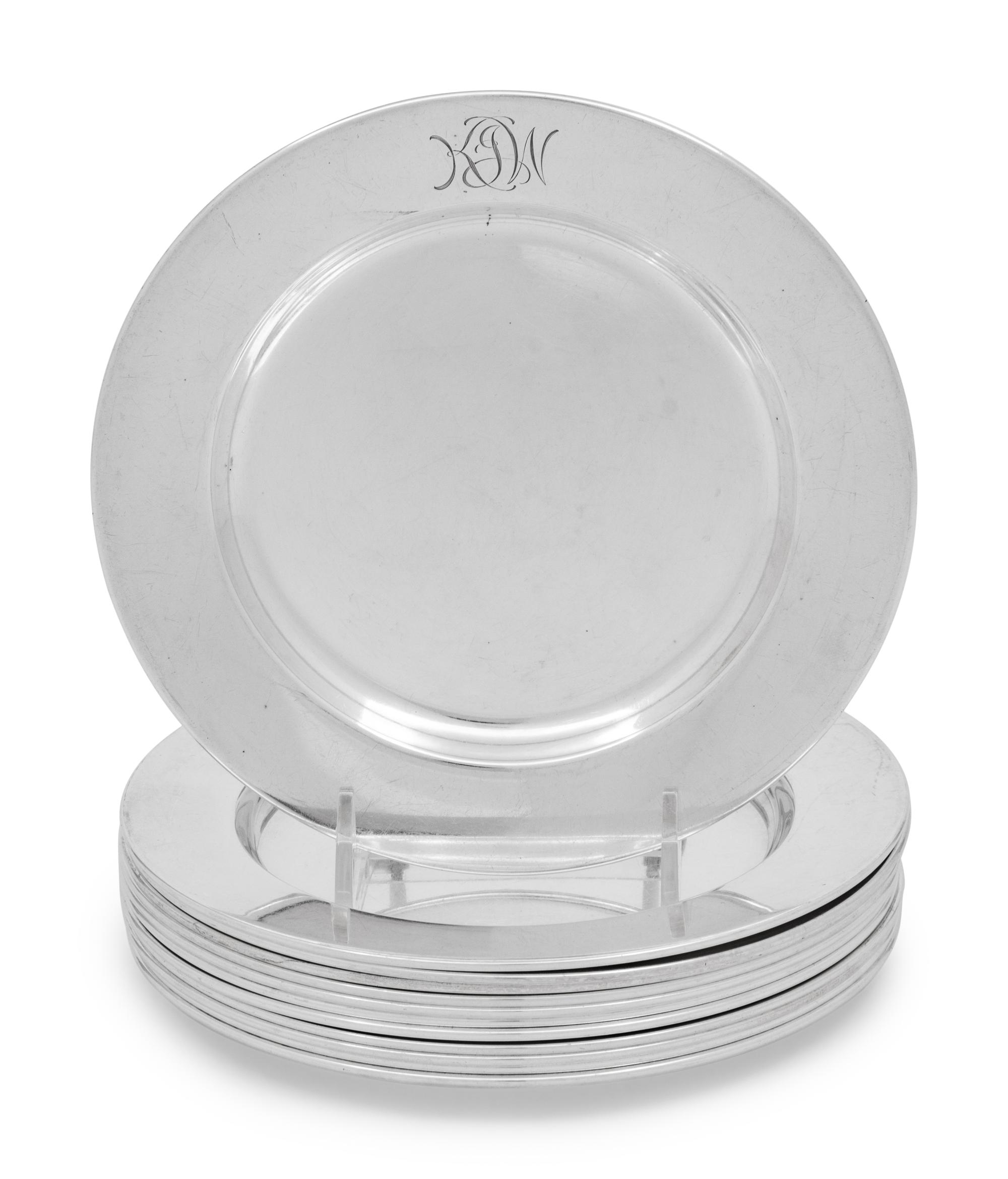 A Set of Twelve American Silver Bread Plates