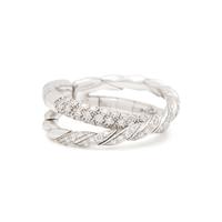 DAVID YURMAN, WHITE GOLD AND DIAMOND 'SCULPTED CABLE FLEX TWO ROW' RING