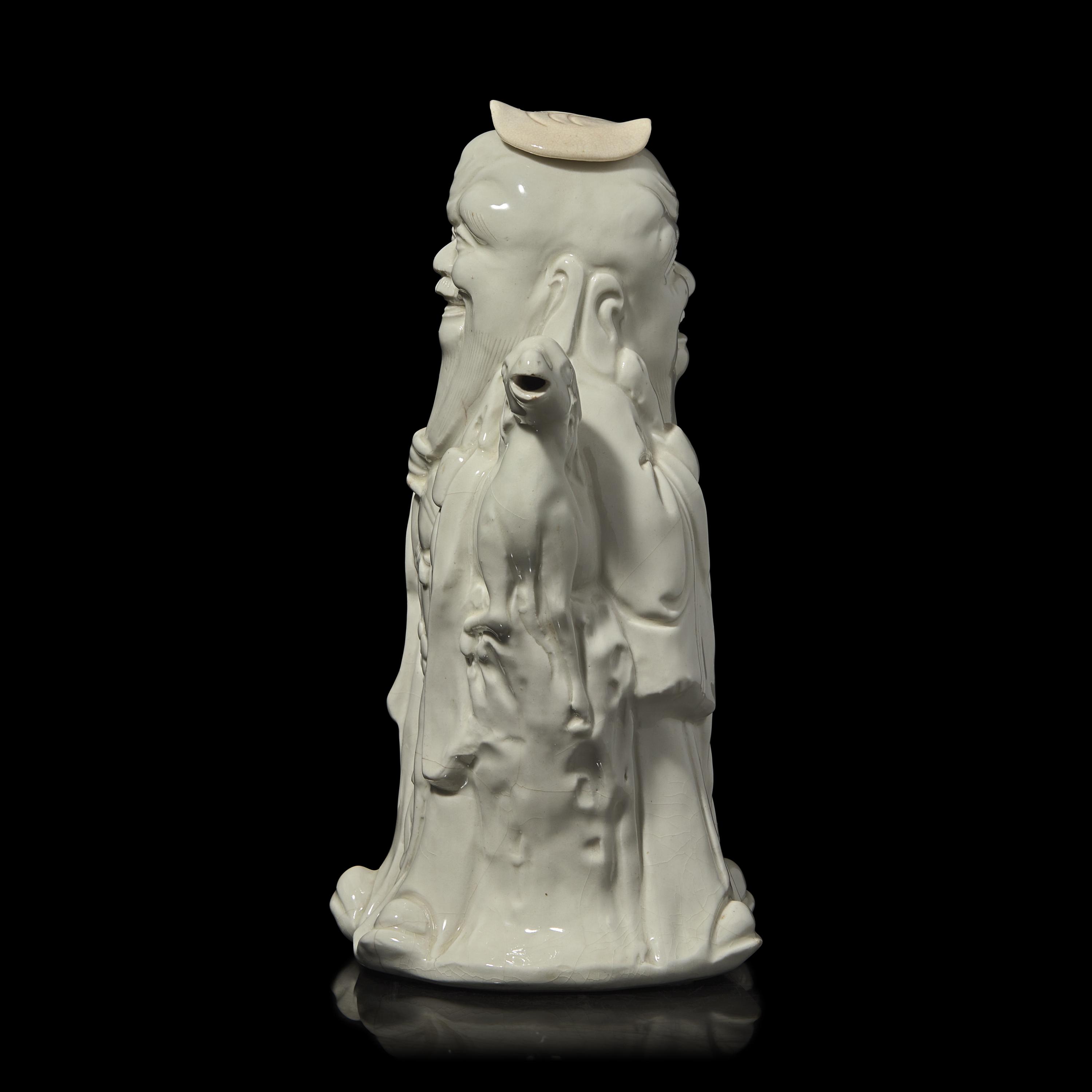 Eumorfopoulos Collection: A Molded "Soft Paste Porcelain" "Shoulao" Ewer, 18th Century 清中期 德化壽老執壺