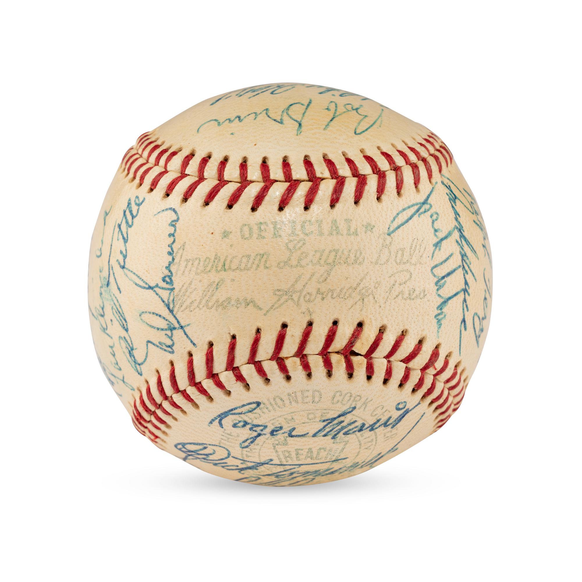 An Exceptional 1958 Kansas City Athletics Team Signed Autograph Baseball Featuring Rookie Era Roger Maris Signature (Beckett Authentication Services)