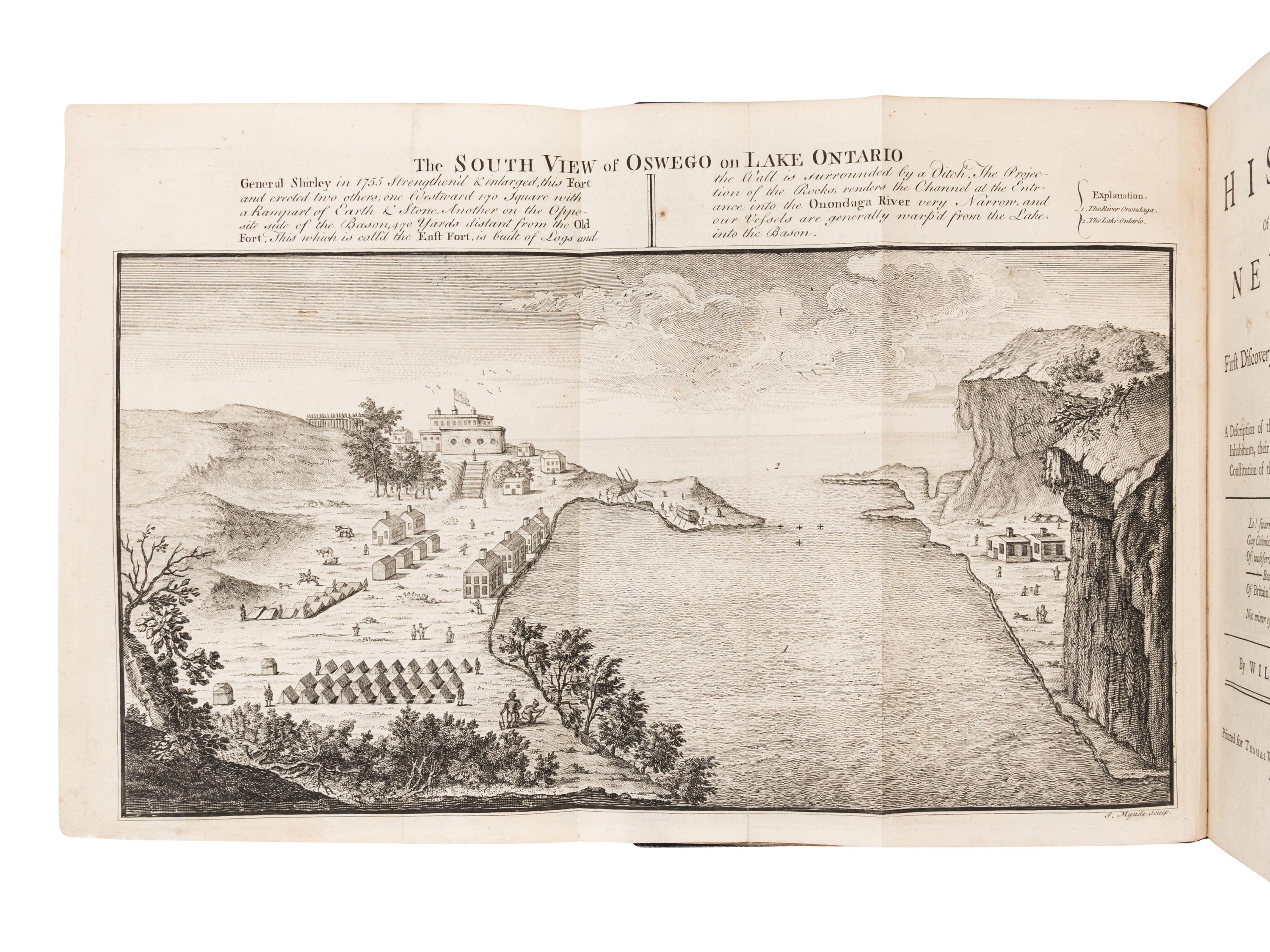 SMITH, William (1728-1793). The History Of the Province of New-York, from the First Discovery to the Year M.DCC.XXXII. To which is annexed, A Description of the Country, with a short Account of the Inhabitants, their Trade, Religious and Political State, and the Constitution of the Courts of Justice of that Colony . London: printed for William Wilcox, 1757.