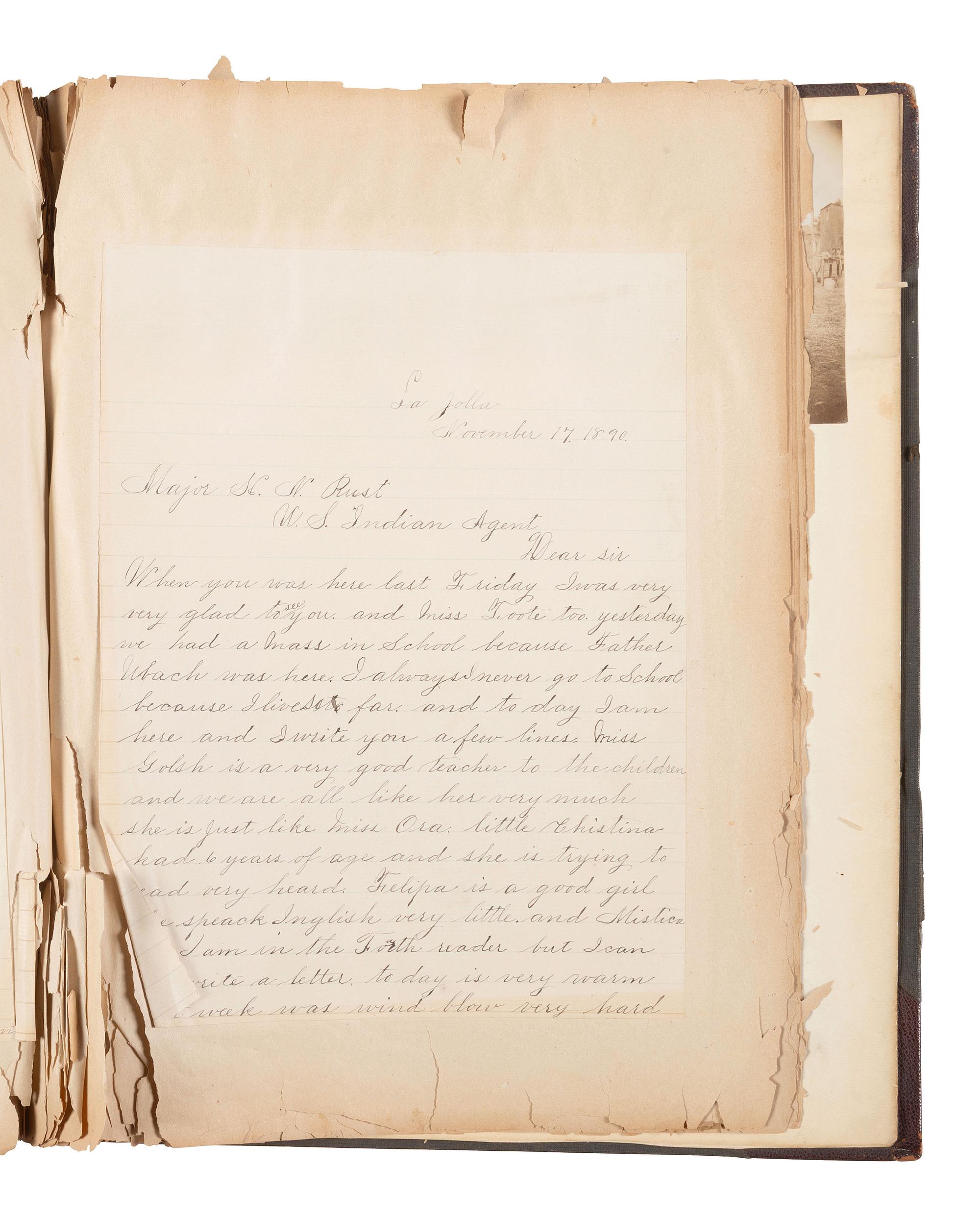 [NATIVE AMERICANS]. JUNKIN, William W. (1831-1903). A Collection of Indian Photographs and Views with Photos of a Few White Employes [ sic ] Together with Some Indian Letters and Paintings. Made by W.W. Junkin, Fairfield, Iowa. 1889-93.