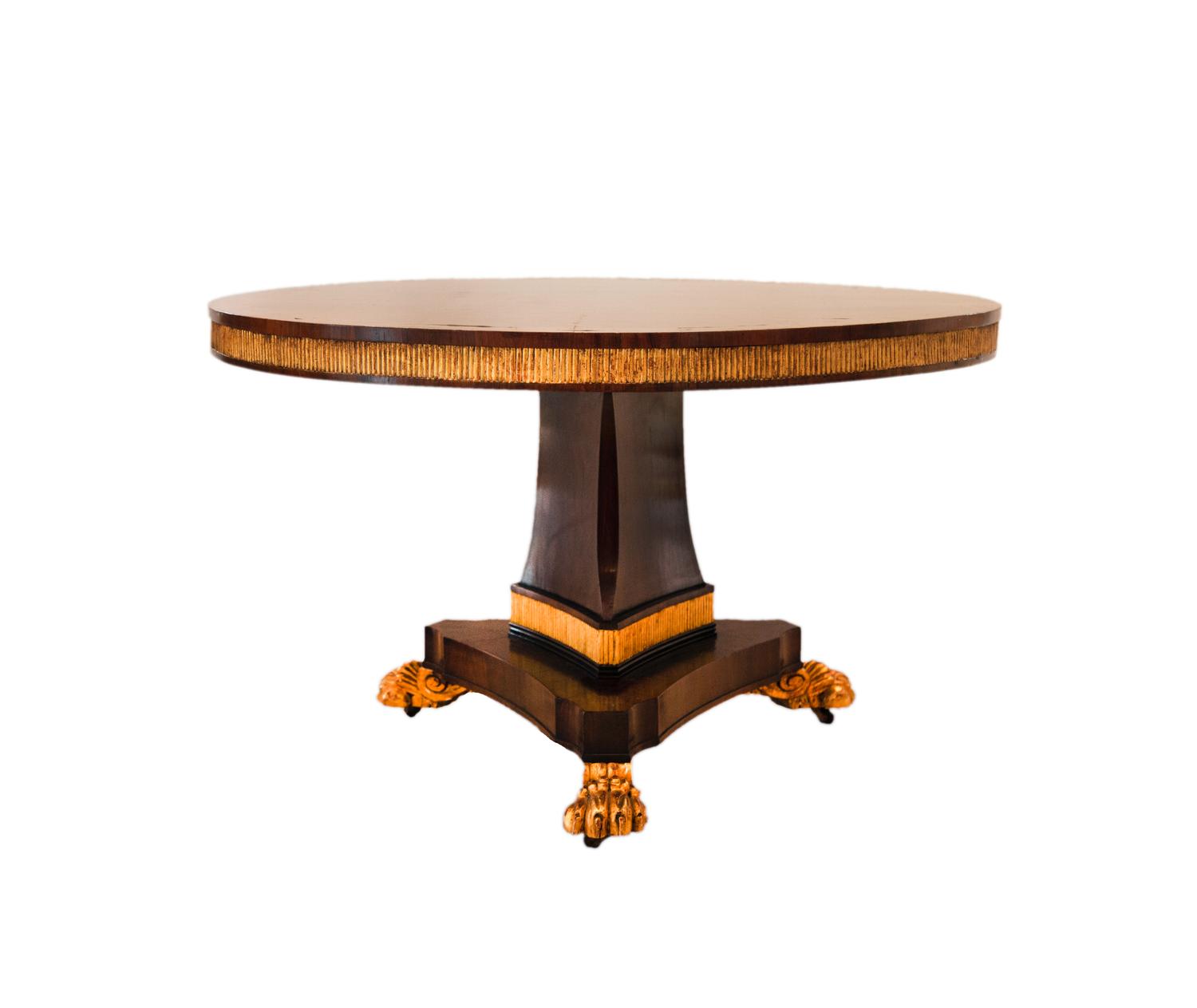 A Regency Style Mahogany and Parcel Gilt Center Table — 19TH CENTURY