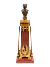 A Grand Tour Bronze and Patinated Metal Mounted Marble Table Ornament