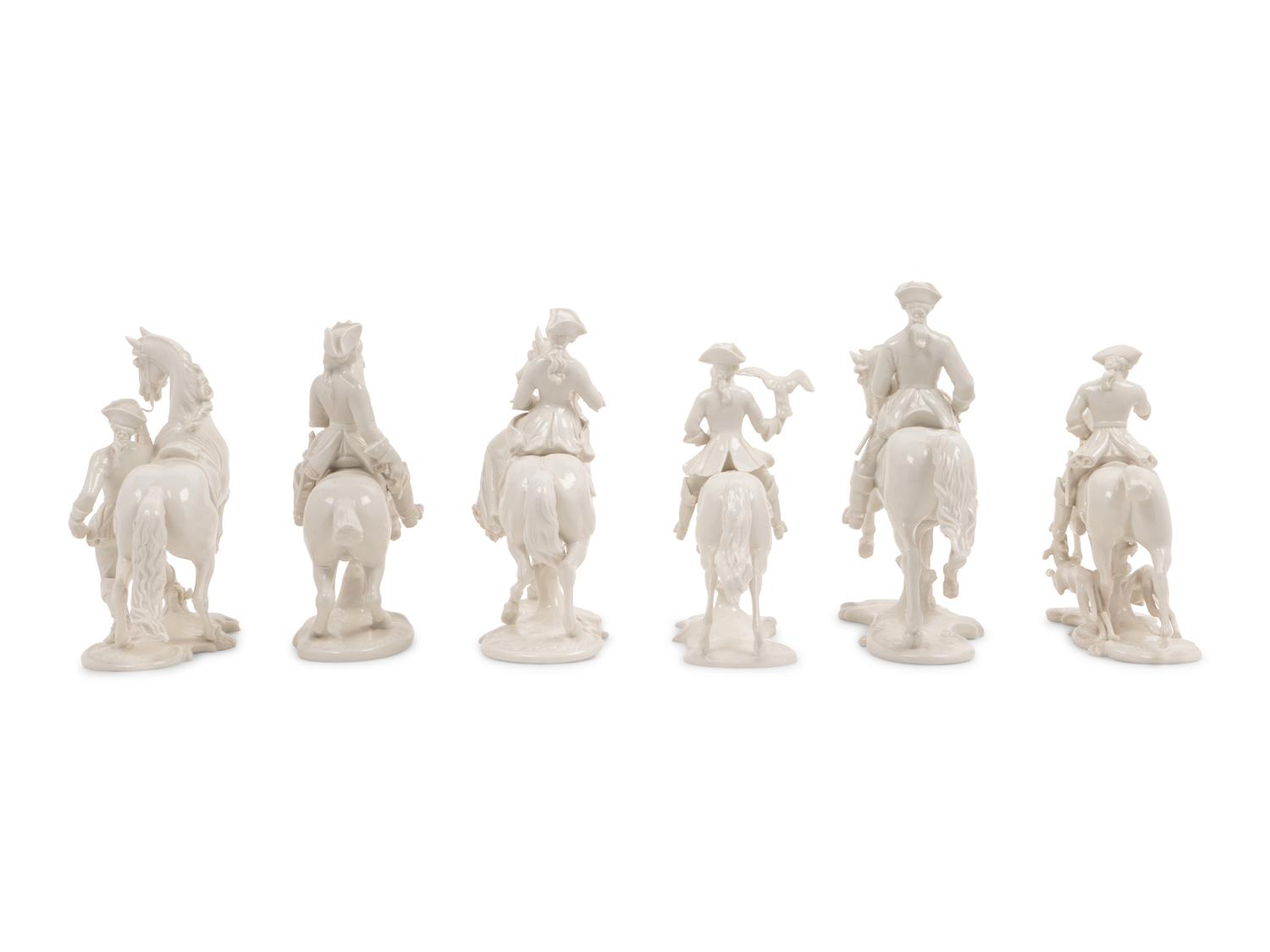 A Group of Twelve Nymphenburg Porcelain Equestrian Groups