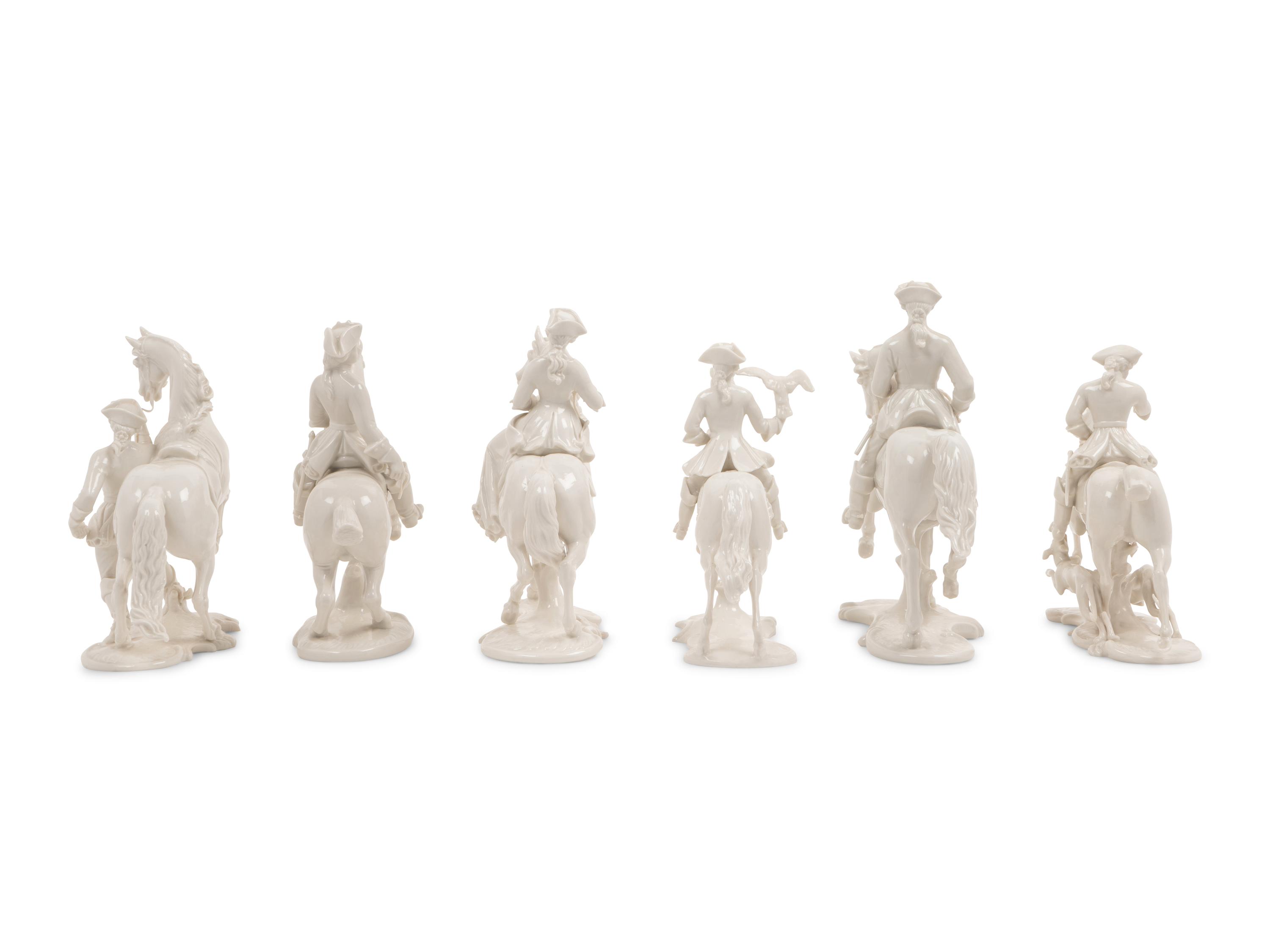 A Group of Twelve Nymphenburg Porcelain Equestrian Groups