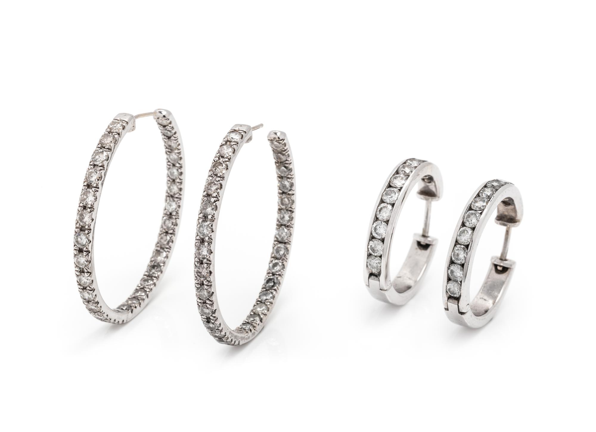 COLLECTION OF DIAMOND HOOP EARRINGS