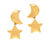 A Pair of 14 Karat Yellow Gold Celestial Earclips, Italian,