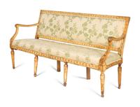 A Near Pair of Italian Neoclassical Cream-Painted Sofas