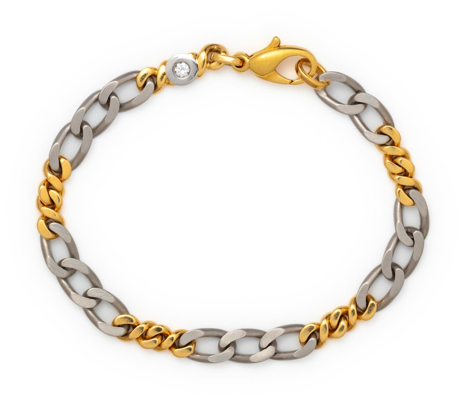 YELLOW GOLD, PLATINUM AND DIAMOND BRACELET